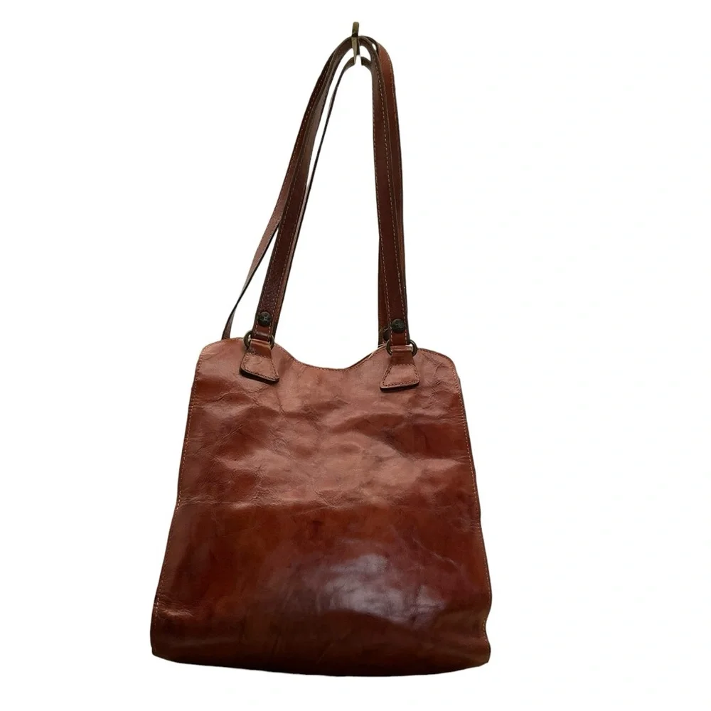 Patricia Nash Shoulder Tote Hand Bag Tooled Brown/ Cognac Leather‎ large Purse